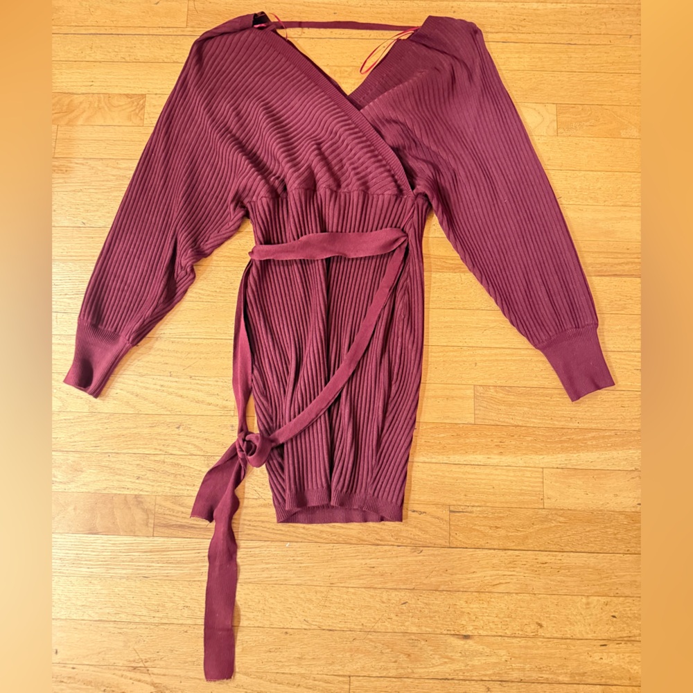 Love Tree Plum Ribbed Knit Sweater